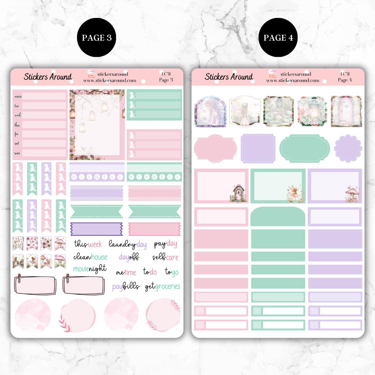 Fairy Garden - Vertical Weekly Kit Planner Stickers