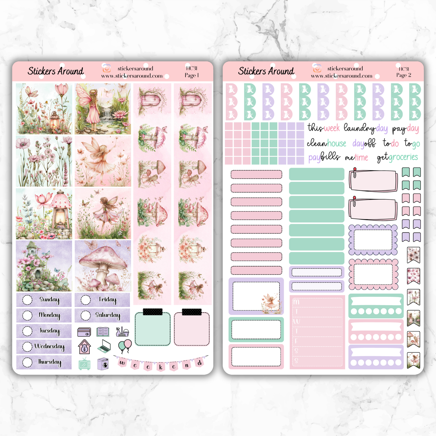 Fairy Garden - Hobonichi Cousin Weekly Kit Planner Stickers