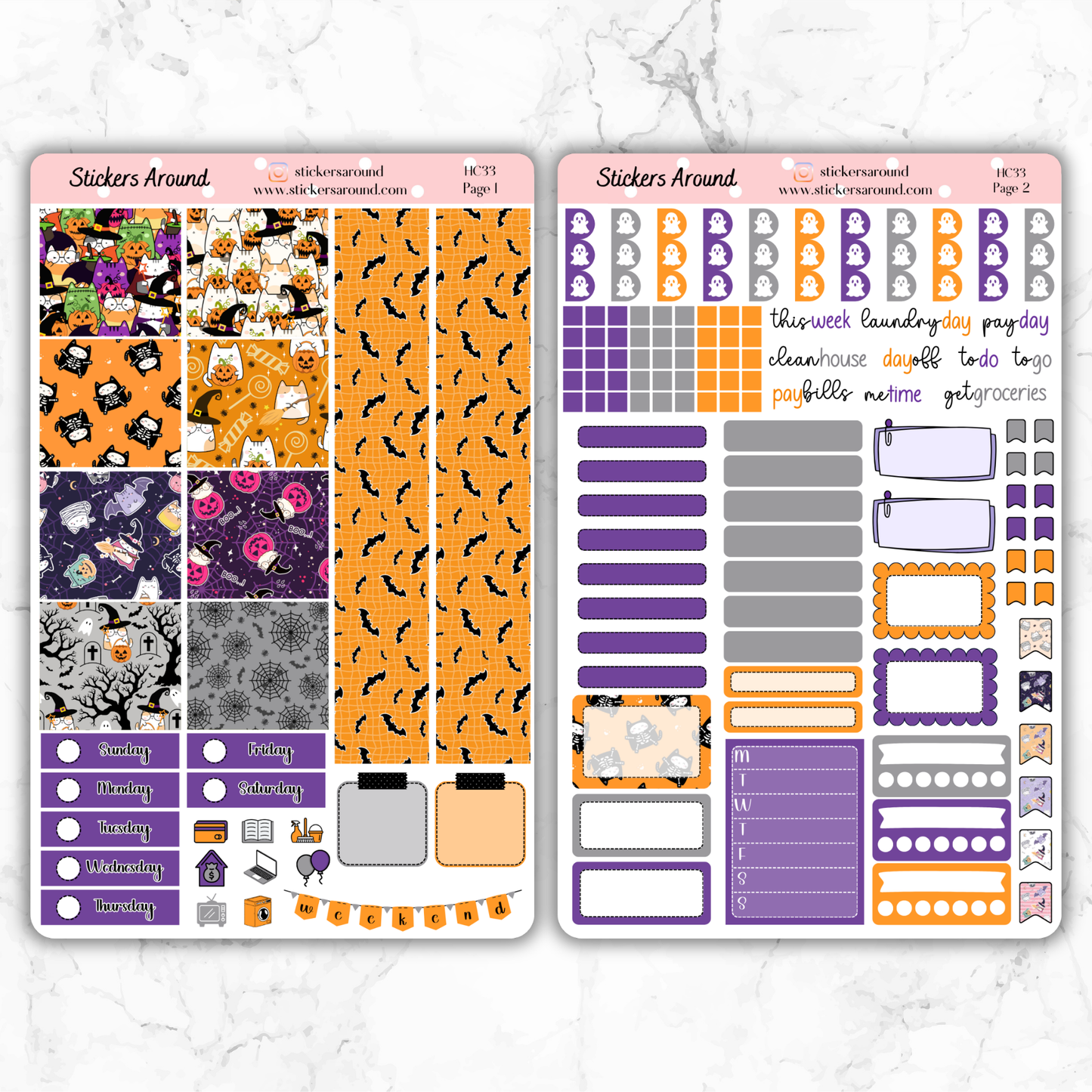 Halloween Cat Hobonichi Cousin Weekly Kit Planner Sticker