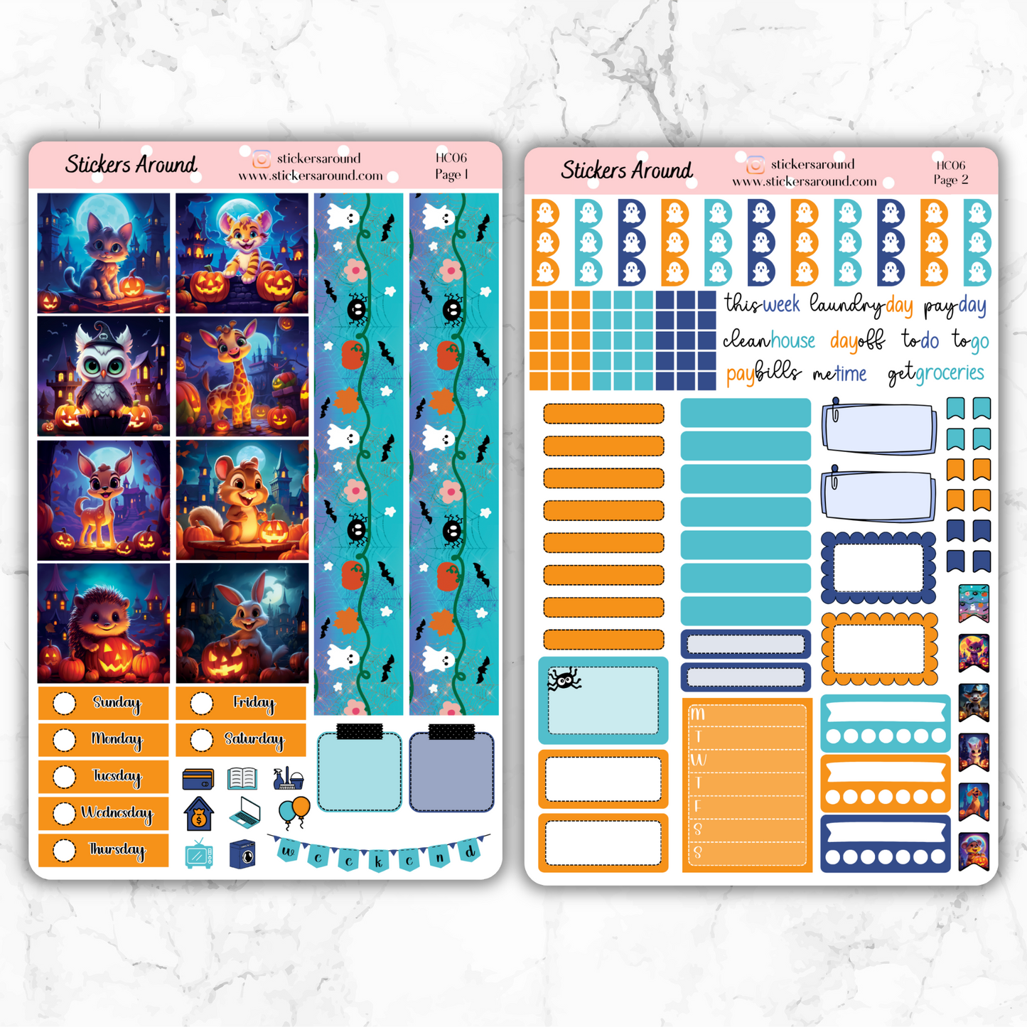 Spookily Cute Halloween Animals - Hobonichi Cousin Weekly Kit