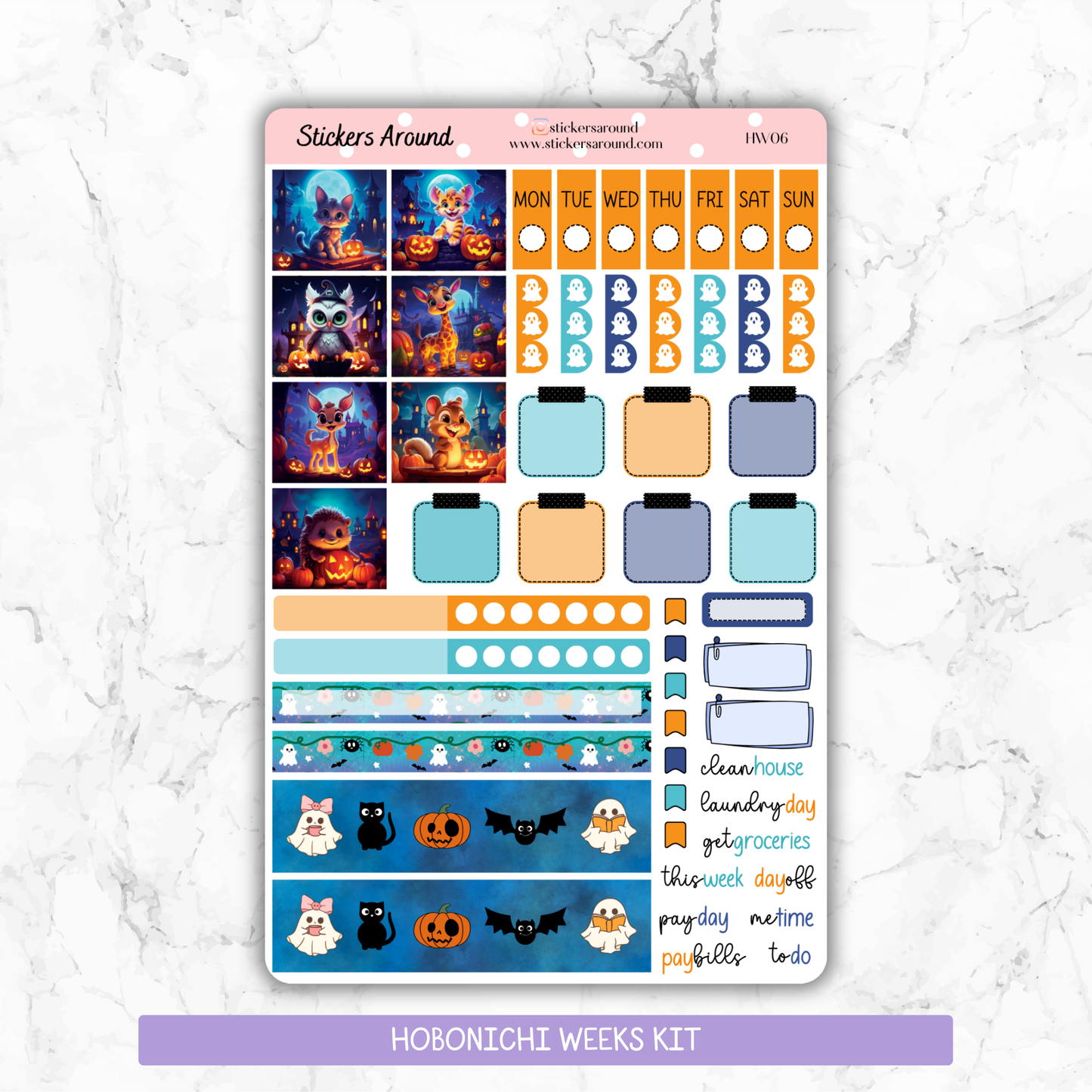 Spookily Cute Halloween Animals - Hobonichi Weeks Planner Stickers