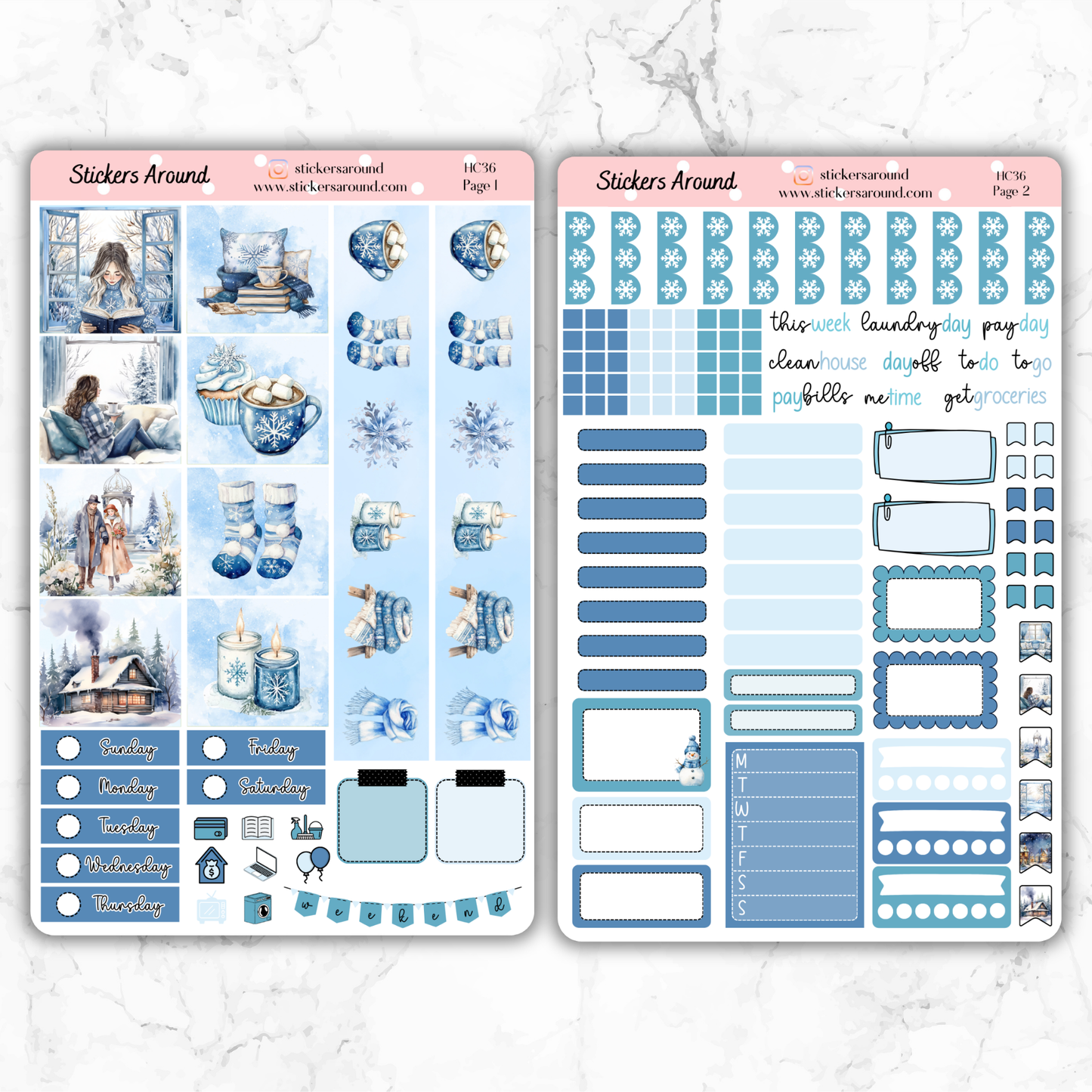 Blue Winter Hobonichi Cousin Weekly Kit (White Girl Edition)