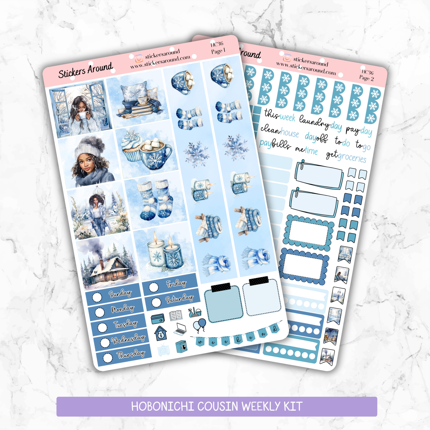 Blue Winter (Black Girl version) Hobonichi Cousin Weekly Kit (New format)