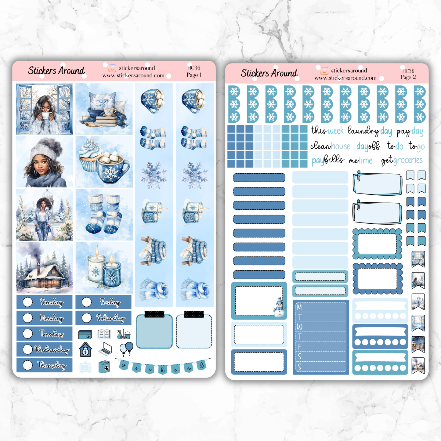 Blue Winter (Black Girl version) Hobonichi Cousin Weekly Kit (New format)