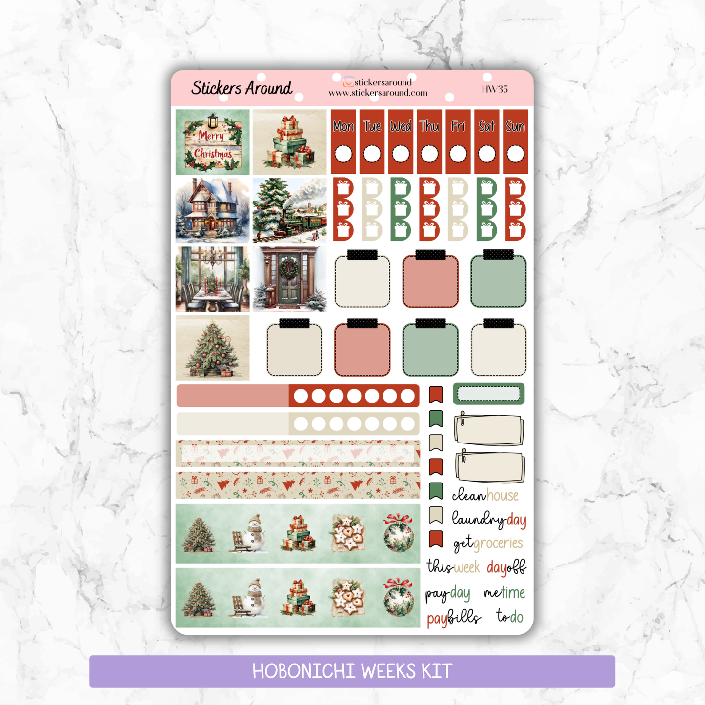 Classic Christmas- Hobonichi Weeks Planner Stickers
