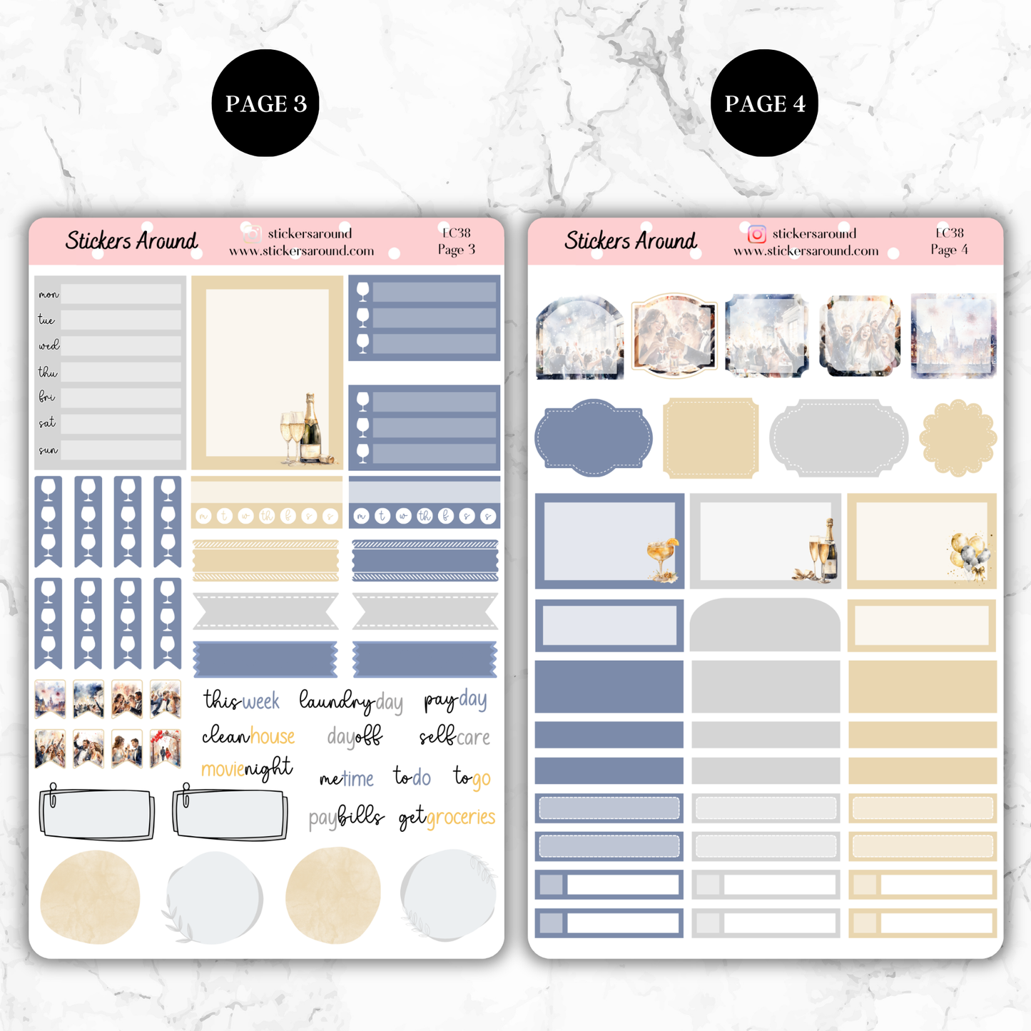 New Year Vertical Weekly Kit Planner Stickers