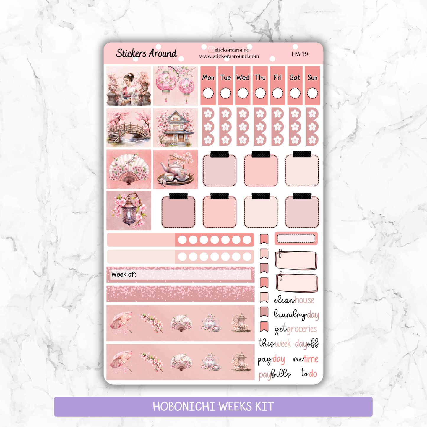 Cherry Blossom (Sakura) - Hobonichi Weeks Planner Stickers