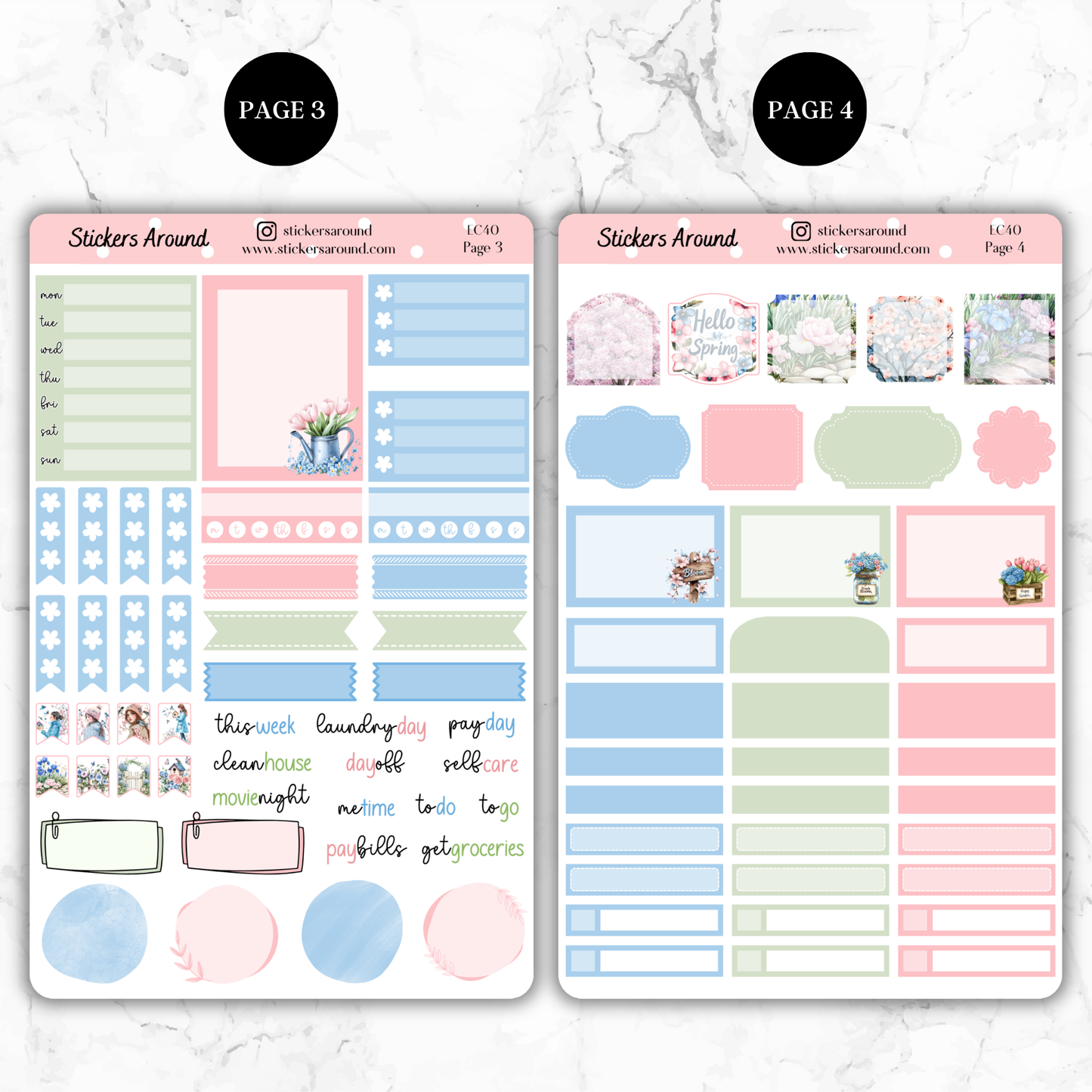 Spring Blossom Haven Vertical Kit Planner Stickers