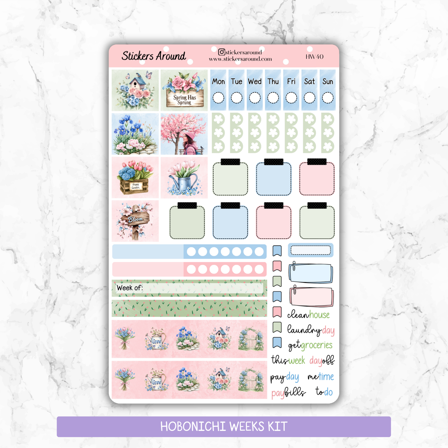 Spring Blossom Haven - Hobonichi Weeks Planner Stickers