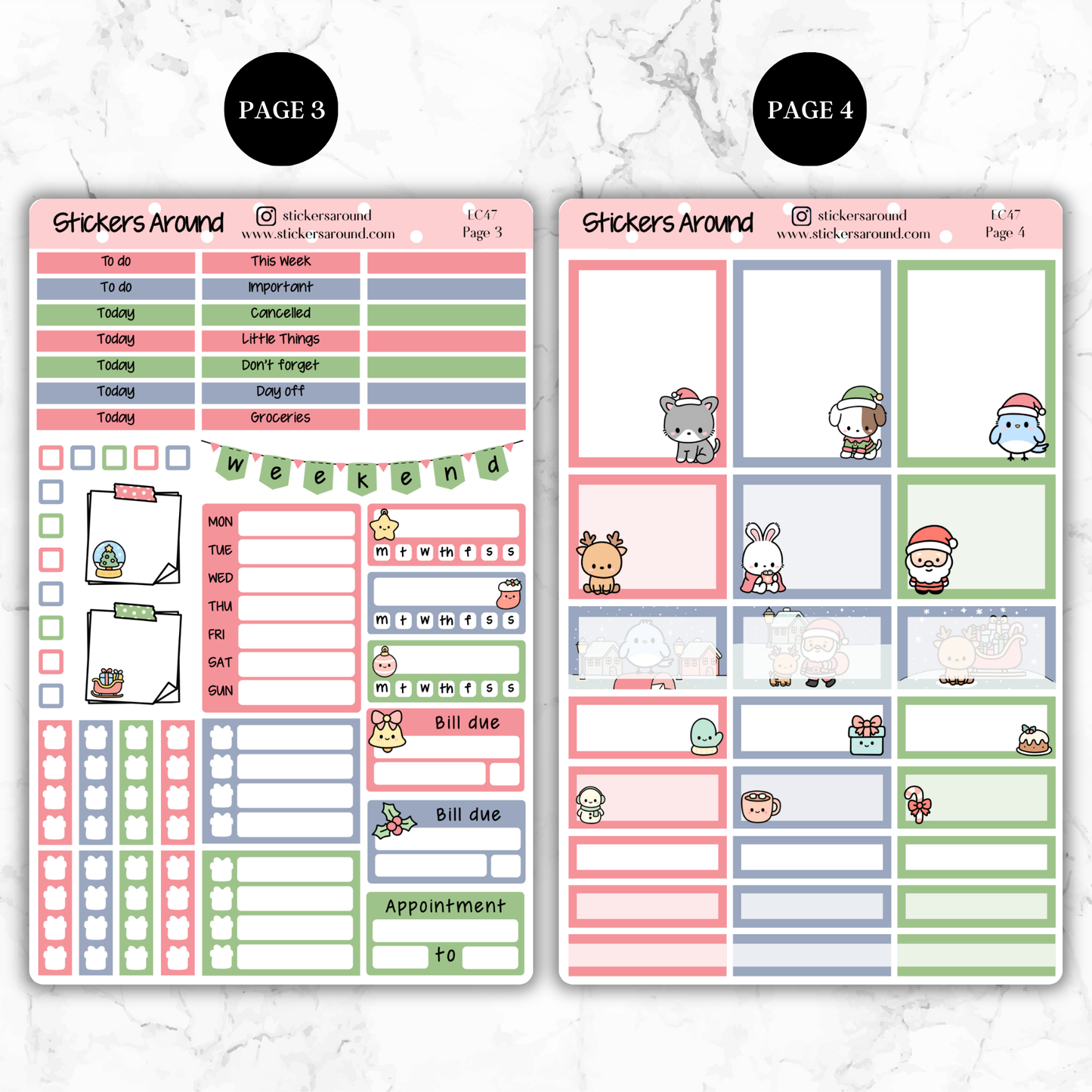 Christmas Eve Vertical Weekly Planner Kit – Kawaii Christmas Planner Stickers
