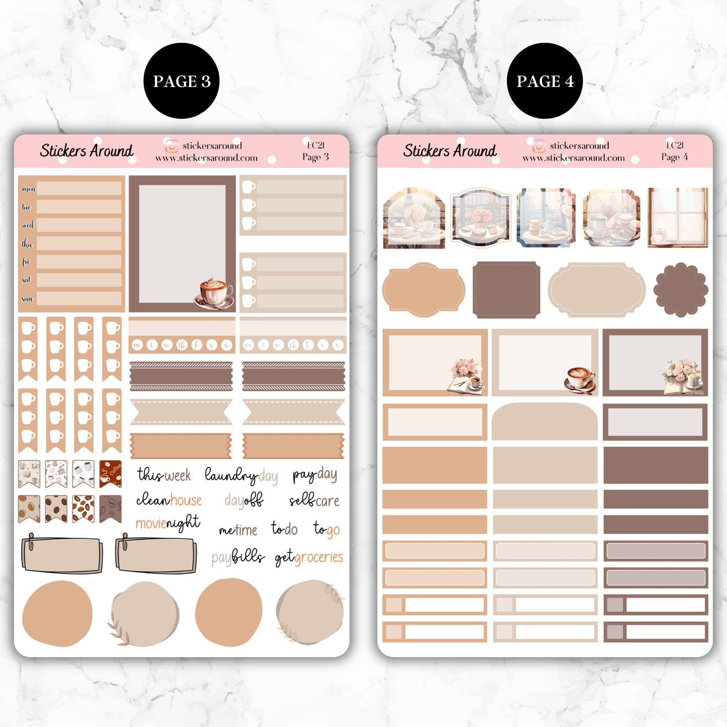 Coffee House - Vertical Weekly Kit Planner Stickers