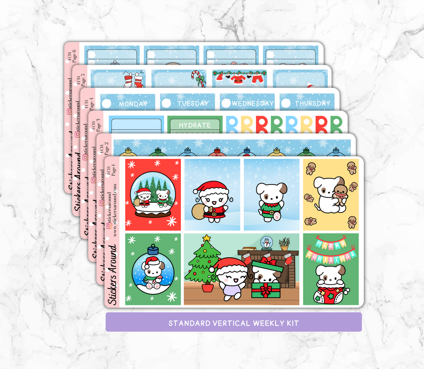 Christmas with Mochi and Toby Vertical Weekly Kit