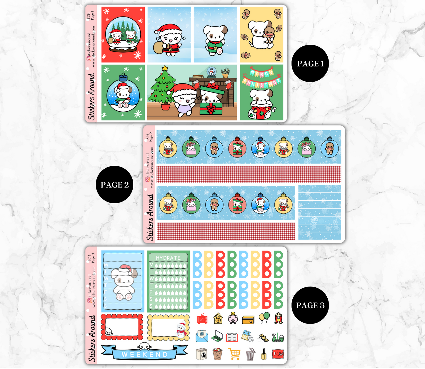 Christmas with Mochi and Toby Vertical Weekly Kit