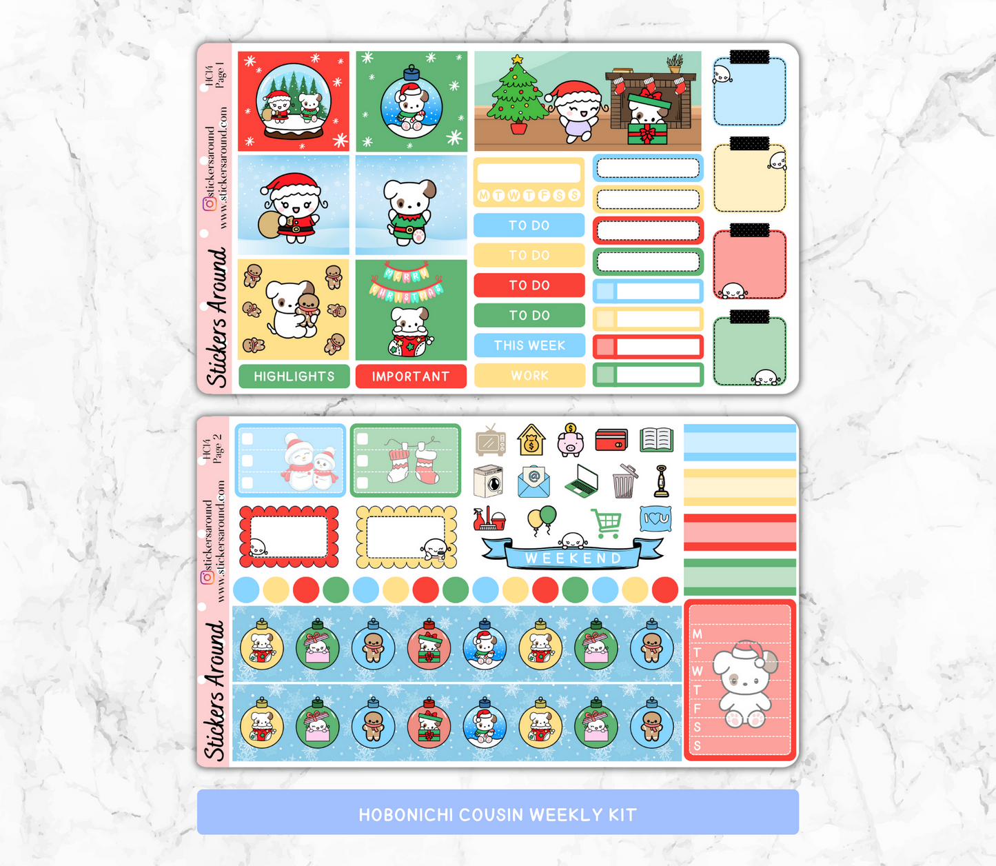 Christmas with Mochi and Toby Hobonichi Cousin Weekly Kit