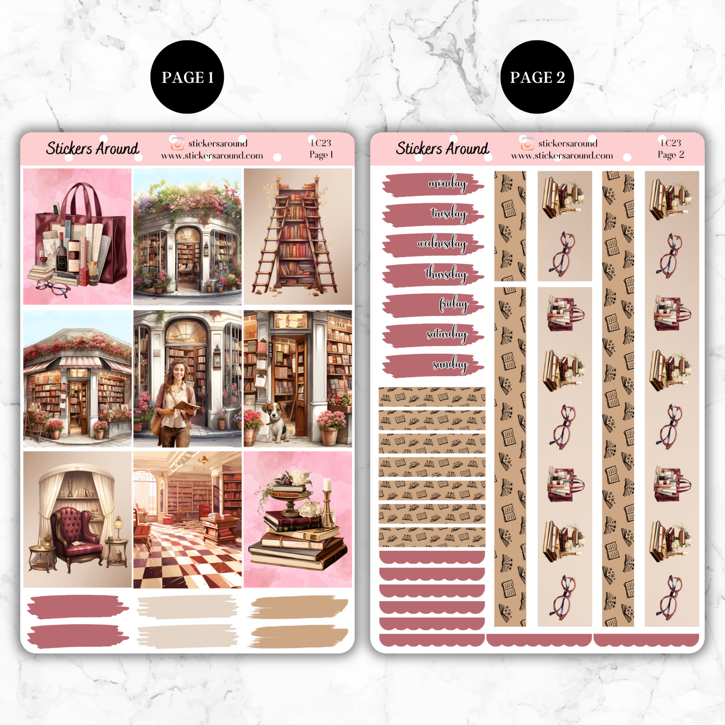Spring Bookshop - Vertical Weekly Kit Planner Stickers (New Format)