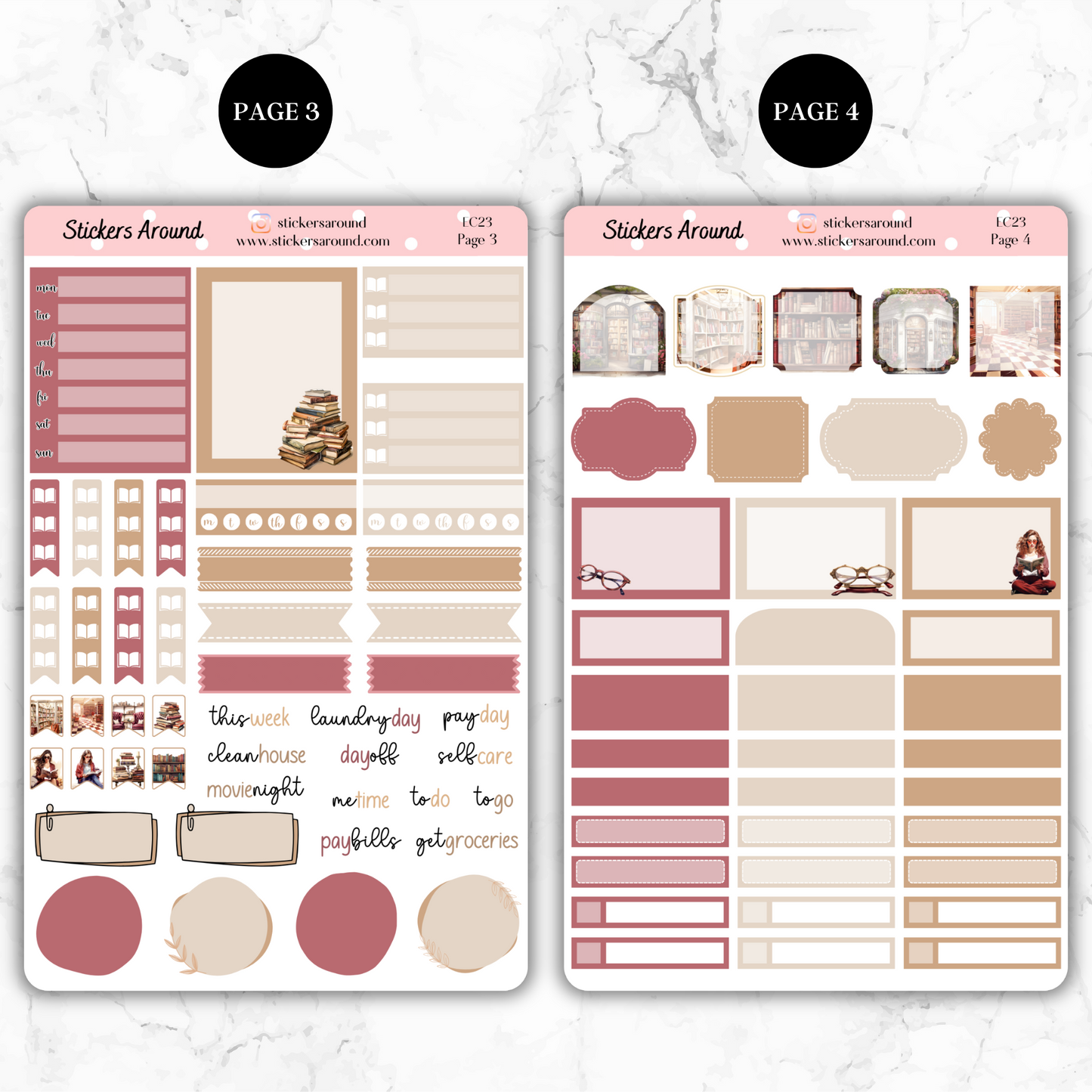 Spring Bookshop - Vertical Weekly Kit Planner Stickers (New Format)