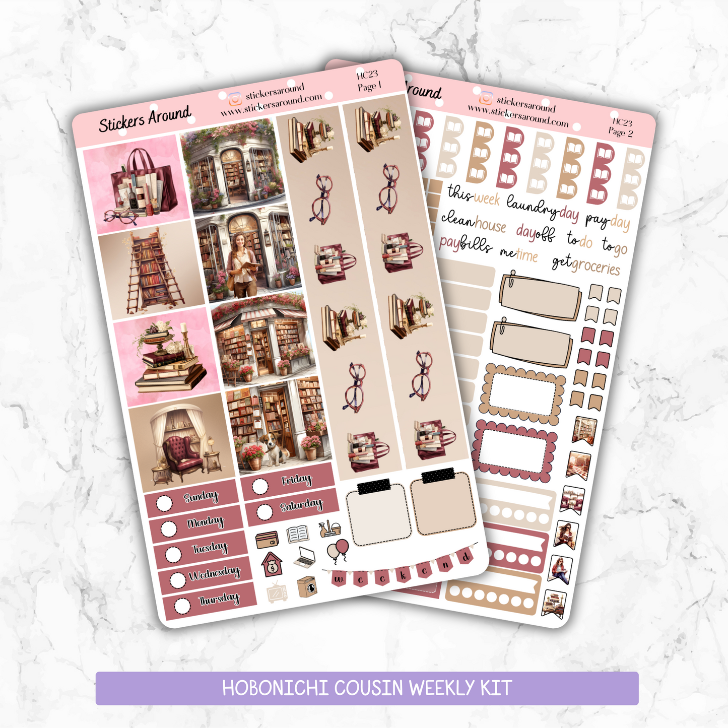 Spring Bookshop - Hobonichi Cousin Weekly Kit Planner Stickers (New format)