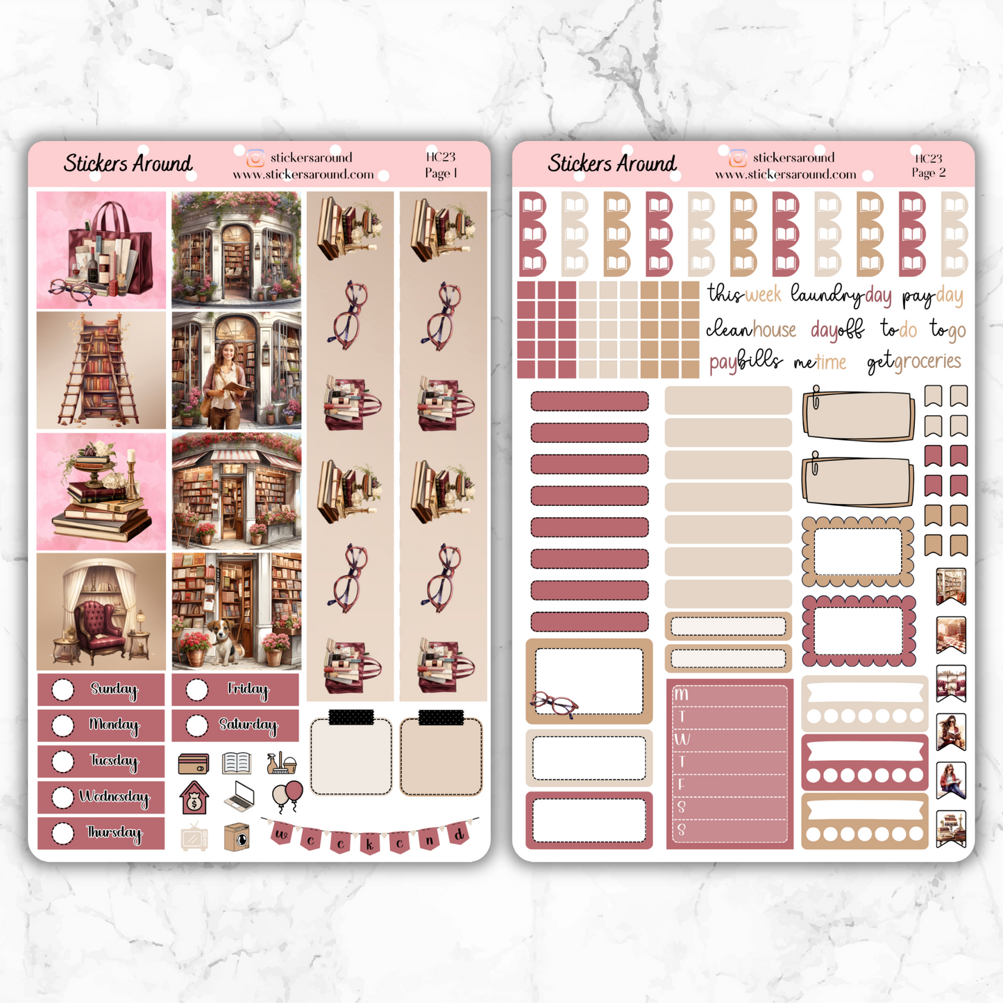 Spring Bookshop - Hobonichi Cousin Weekly Kit Planner Stickers (New format)