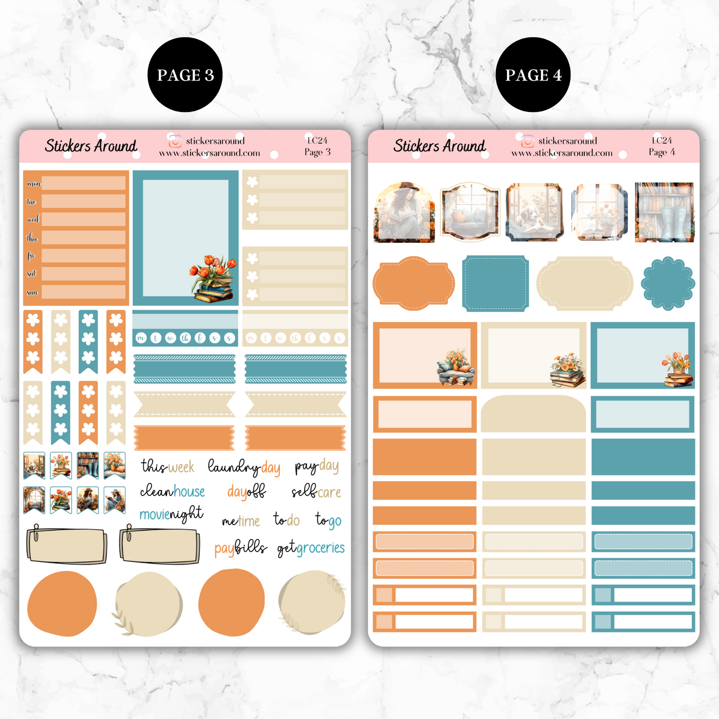 Spring and Reading - Vertical Weekly Kit Planner Stickers