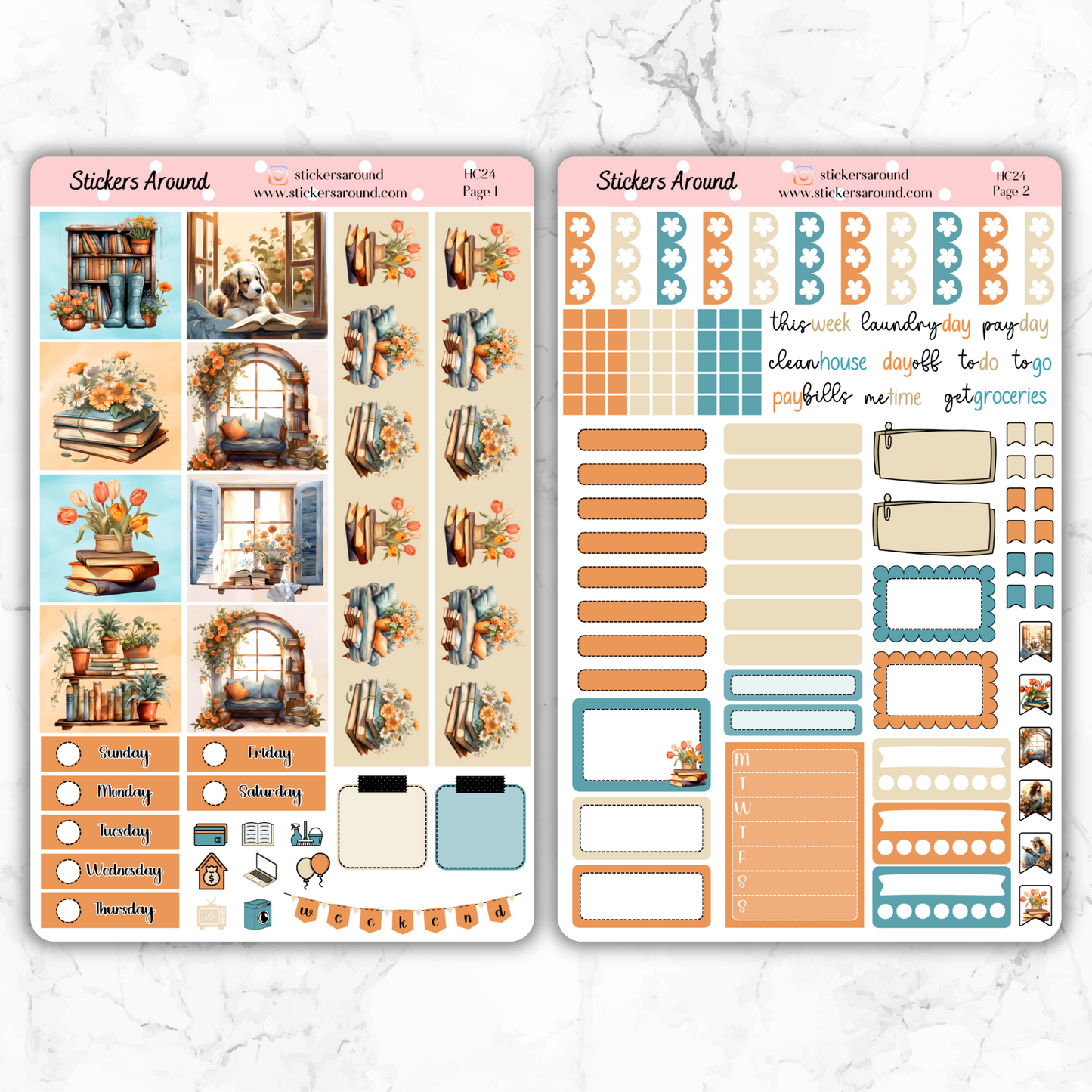 Spring and Reading - Hobonichi Cousin Weekly Kit Planner Stickers (New format)