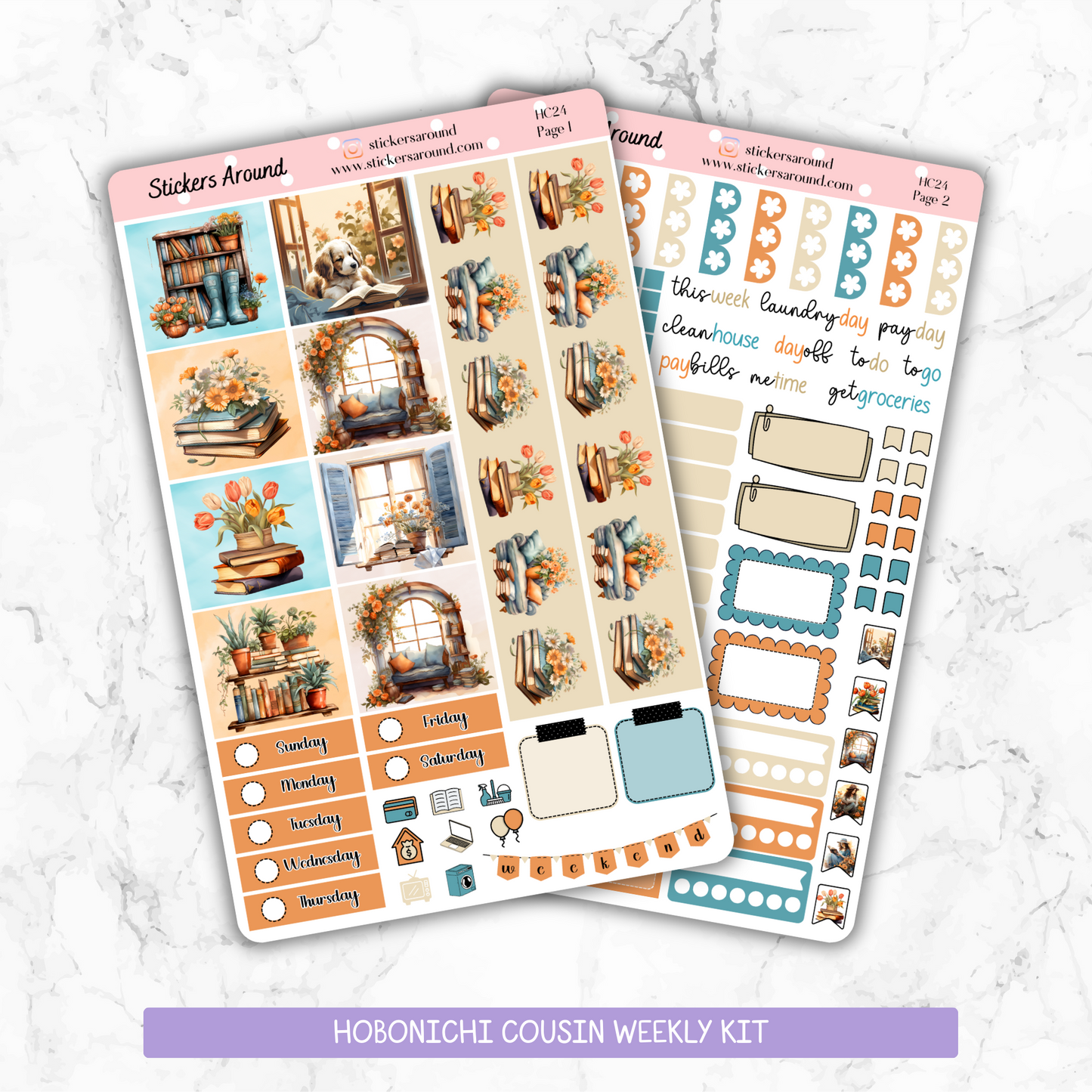 Spring and Reading - Hobonichi Cousin Weekly Kit Planner Stickers (New format)