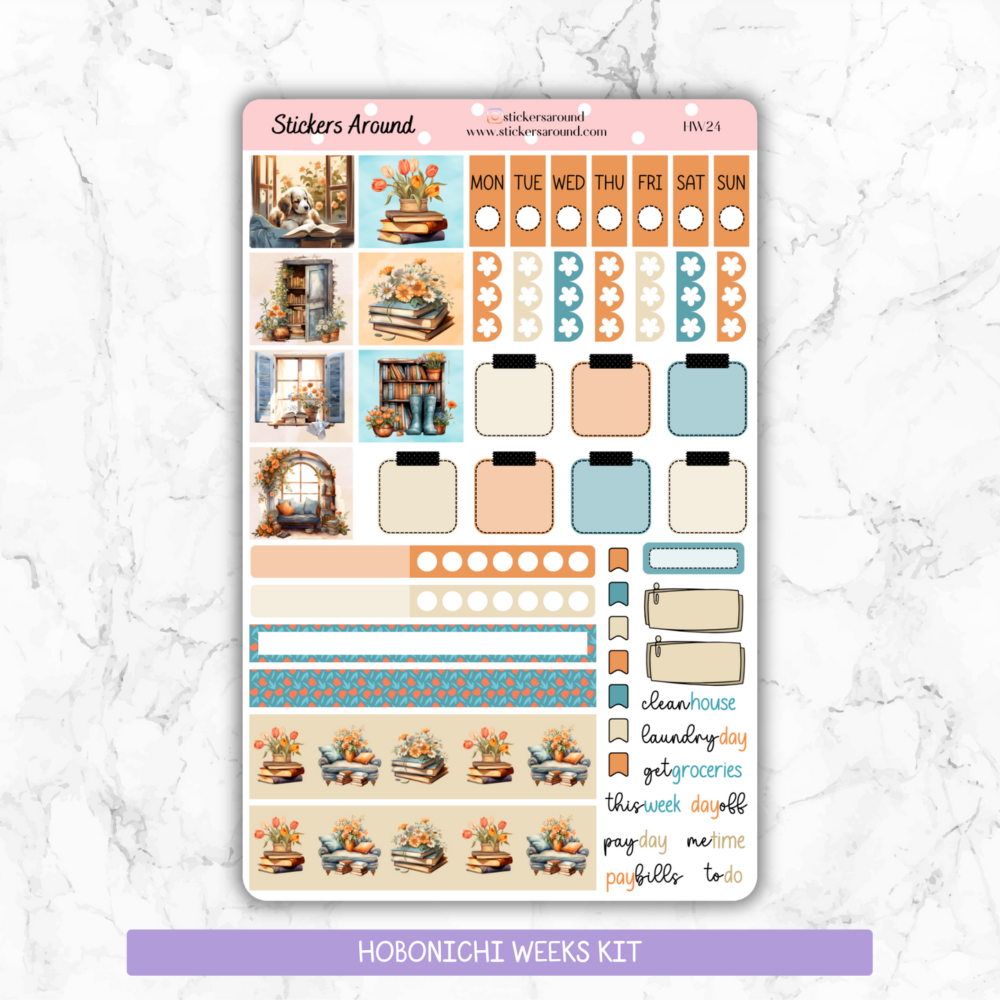 Spring and Reading - Hobonichi Weeks Planner Stickers