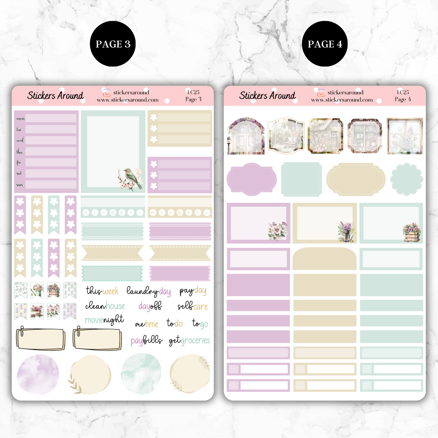 Rustic Spring - Vertical Weekly Kit Planner Stickers