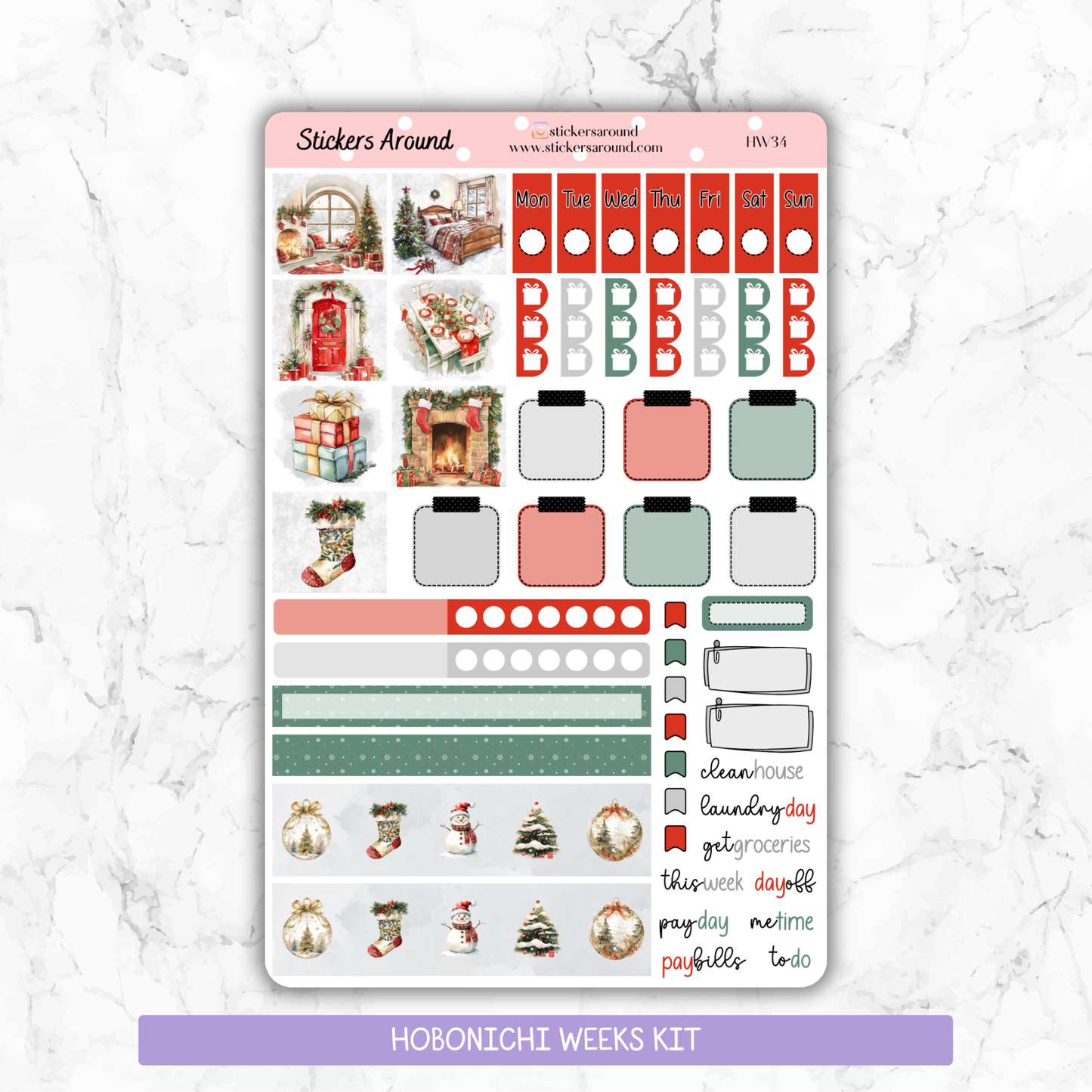 Christmas Vibes- Hobonichi Weeks Planner Stickers