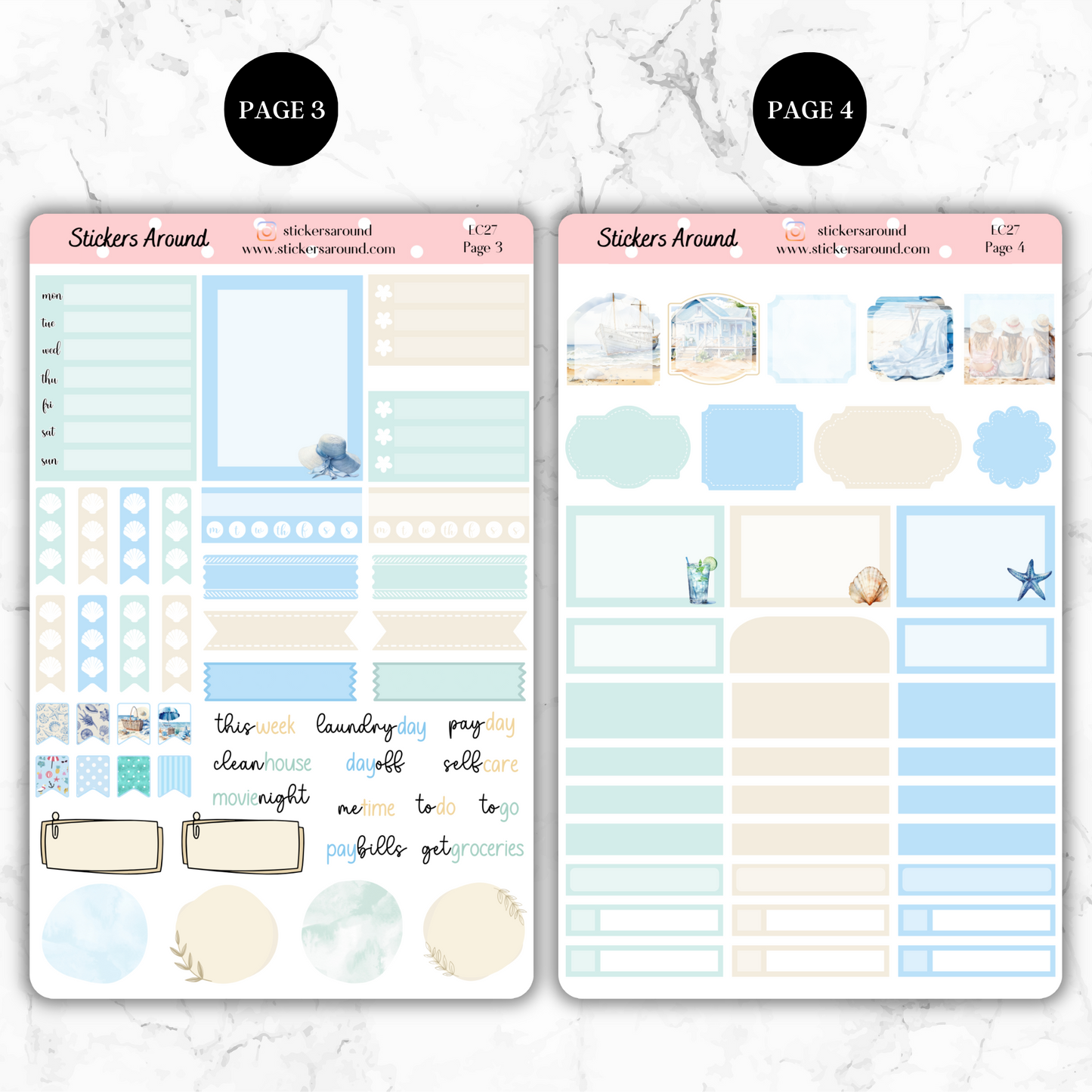 Summer Beach - Vertical Weekly Kit Planner Stickers
