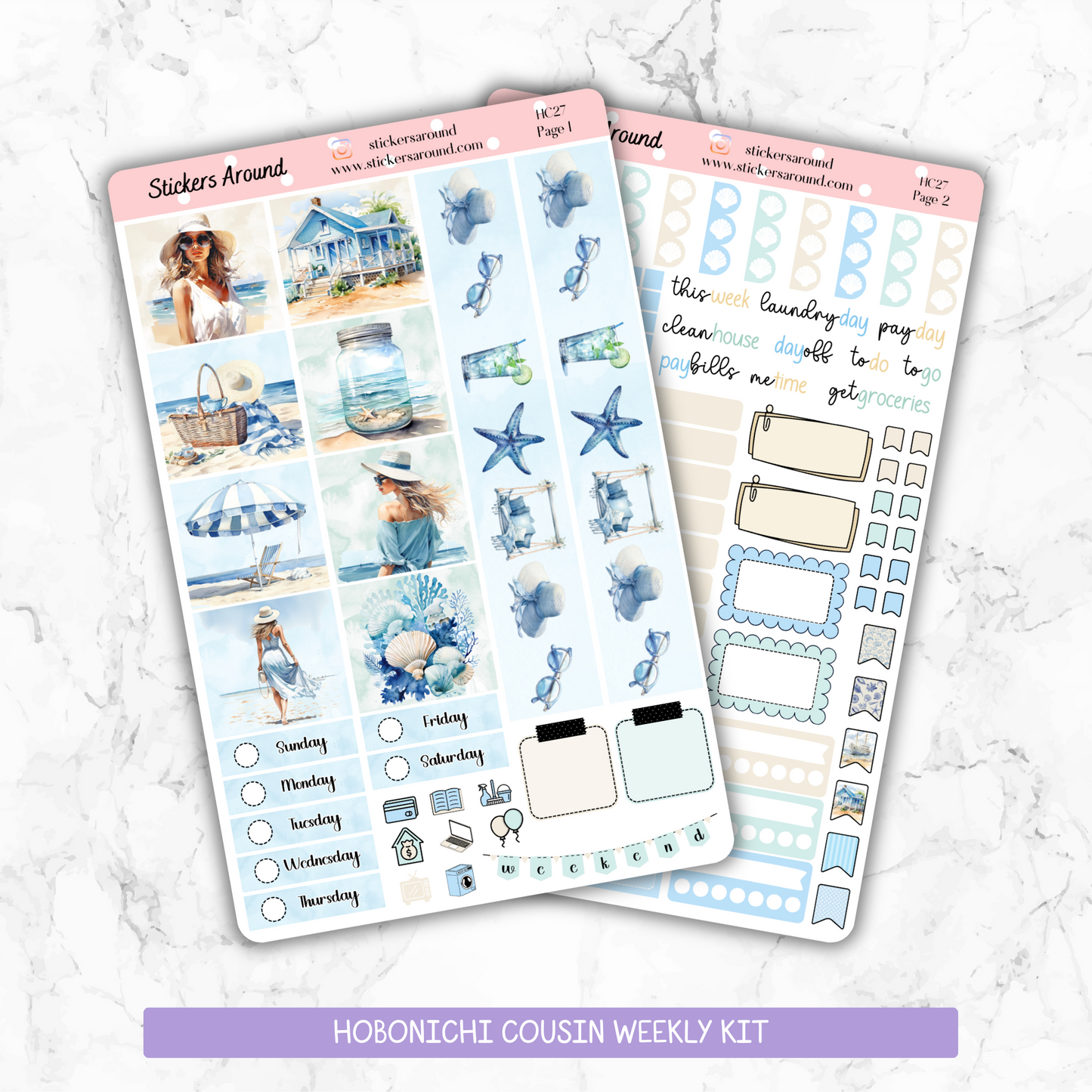 Summer Beach - Hobonichi Cousin Weekly Kit Planner Stickers