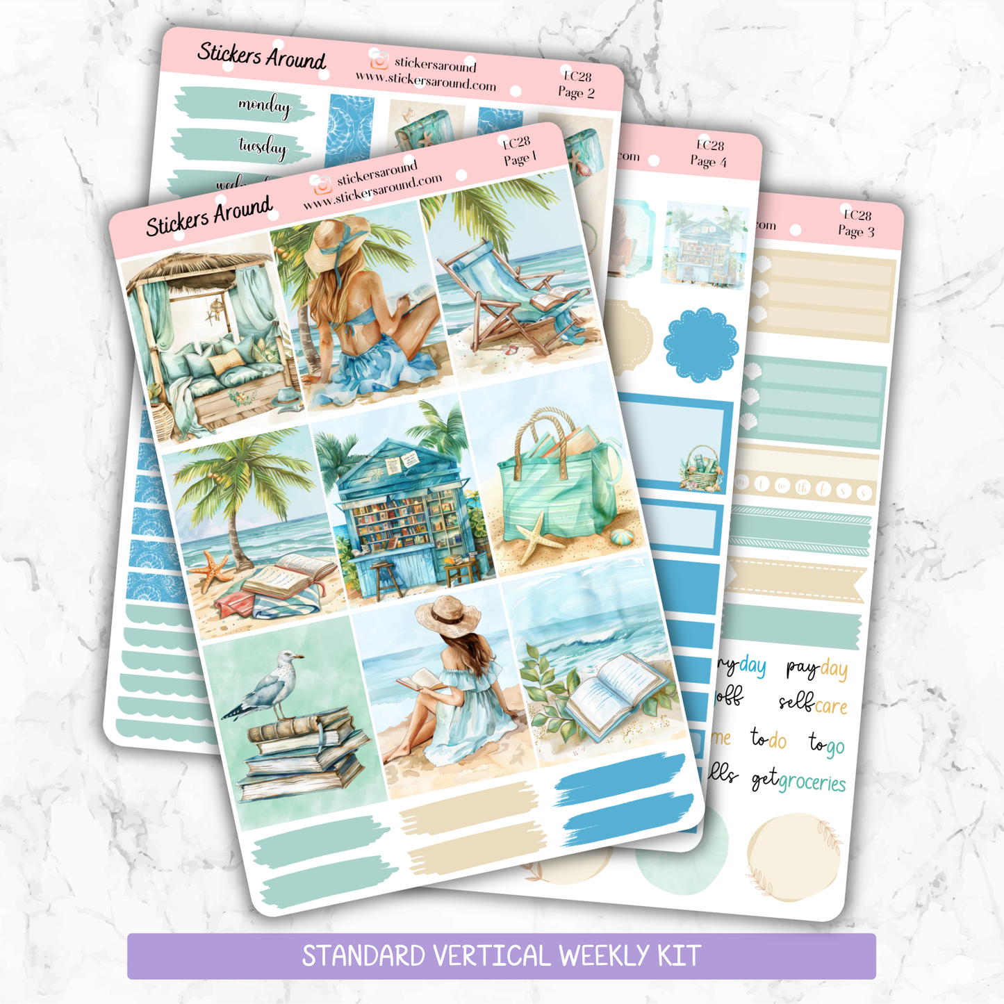 Summer Reading - Vertical Weekly Kit Planner Stickers (New Format)