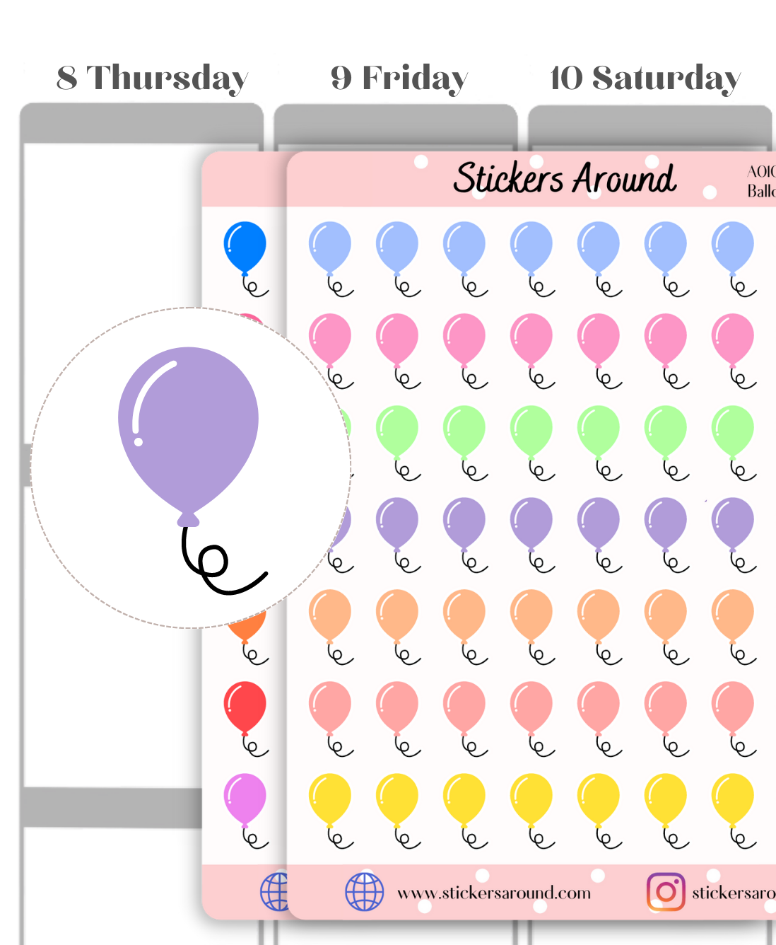 Birthday Balloon Icon Planner Stickers