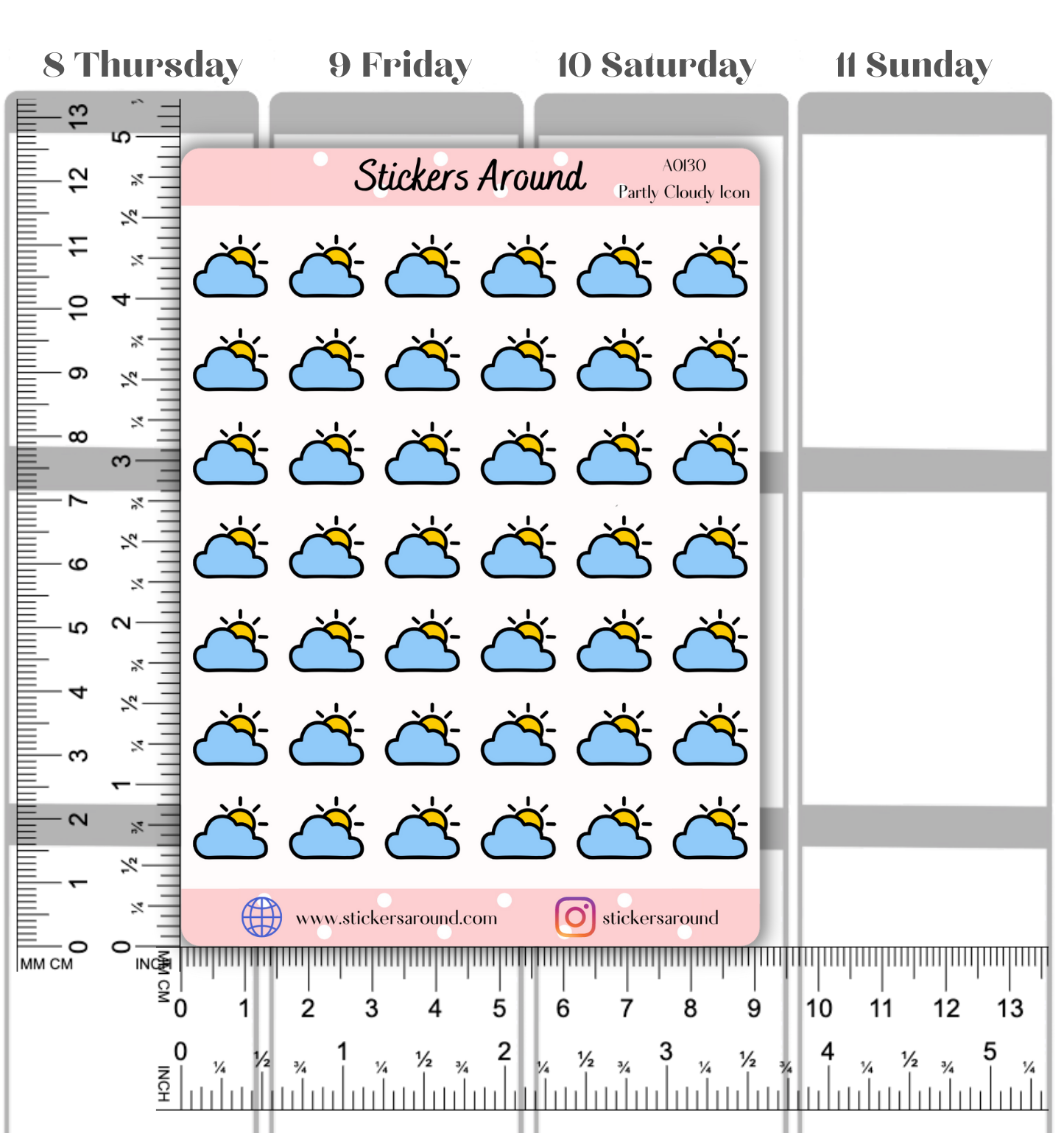 Partly Cloudy Weather Icon Planner Stickers