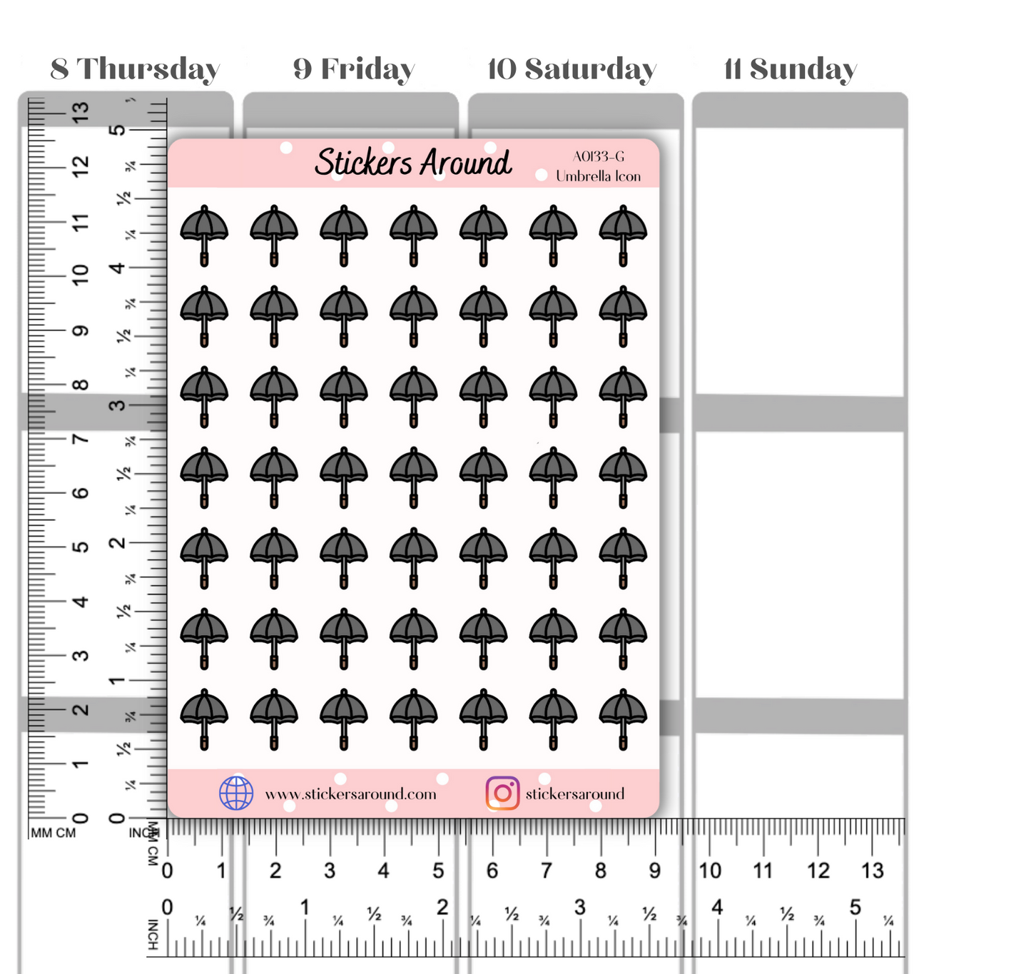 Umbrella Icon Planner Stickers