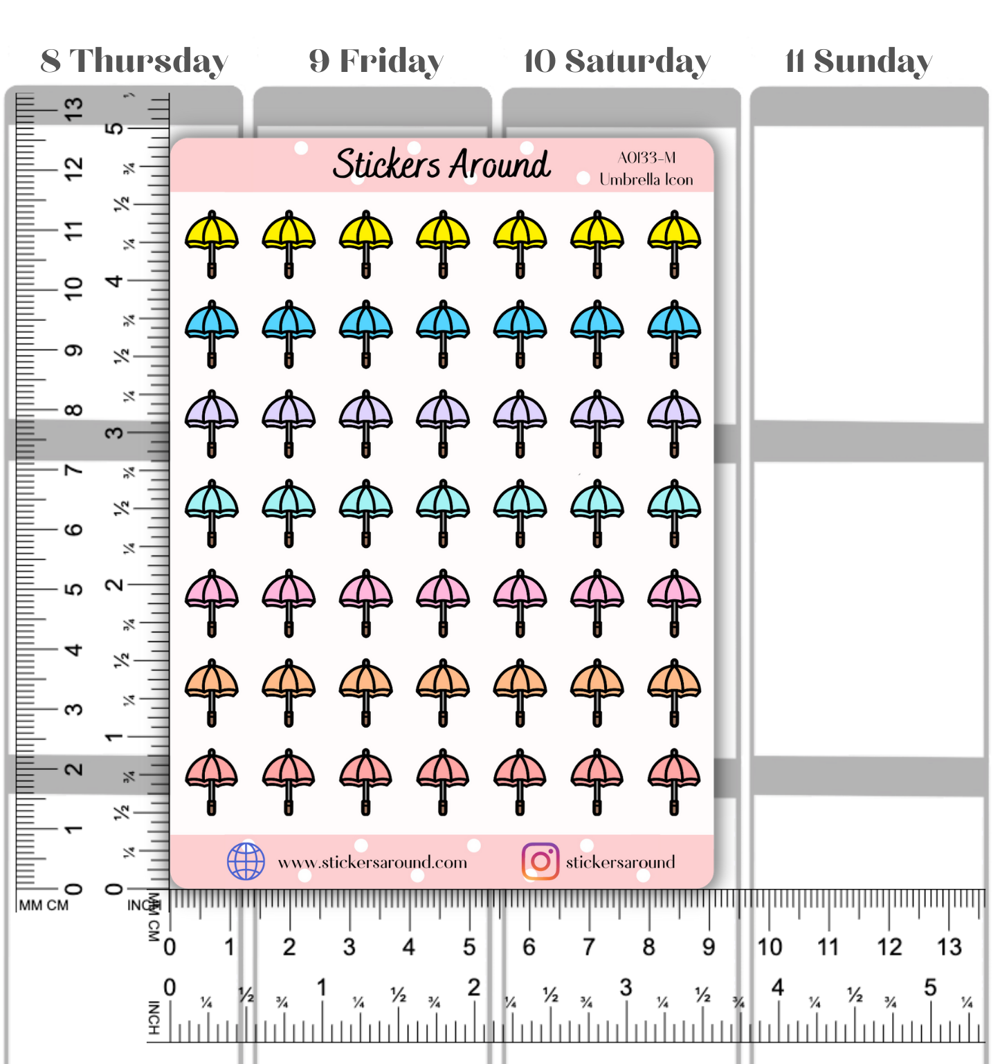 Umbrella Icon Planner Stickers