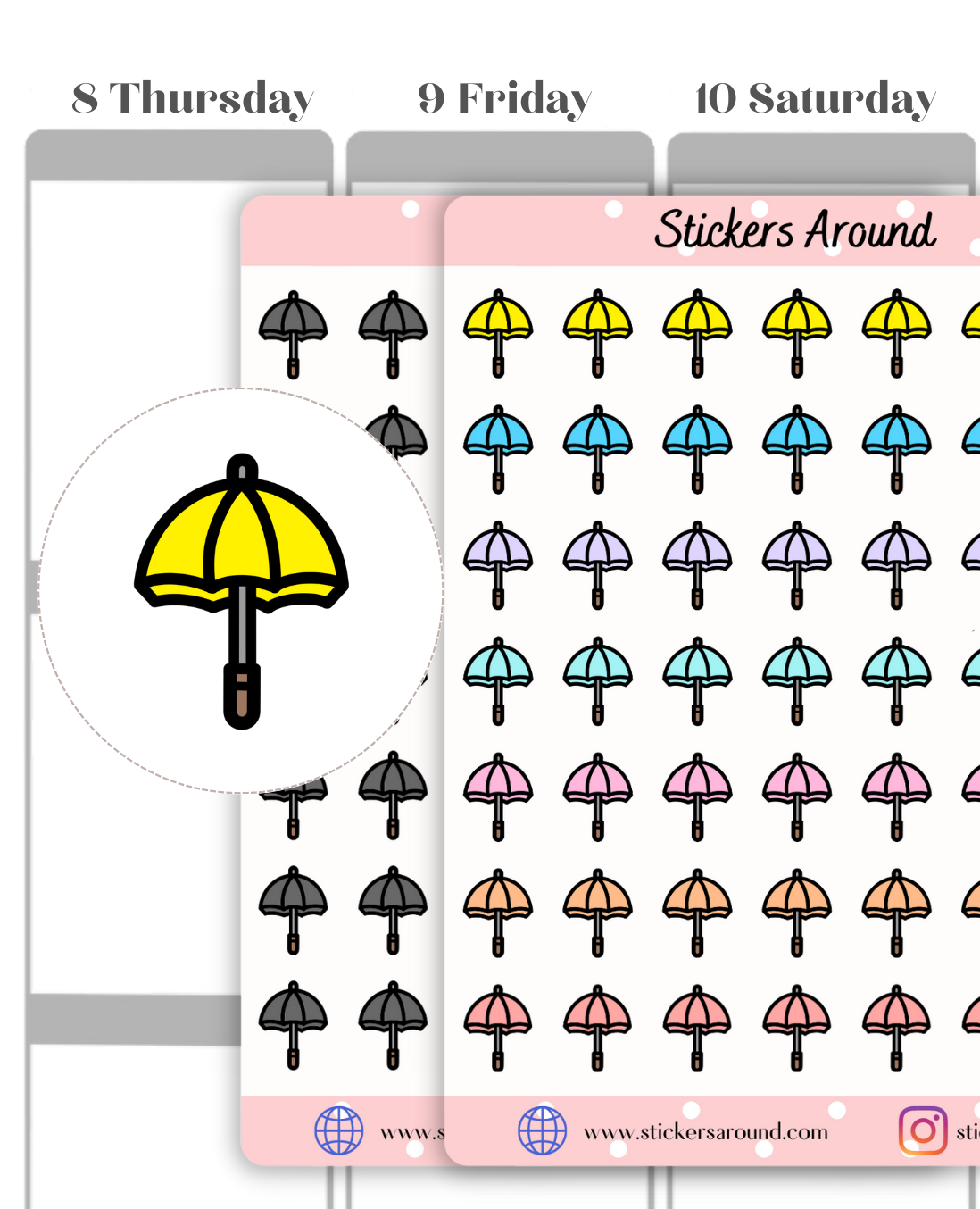 Umbrella Icon Planner Stickers