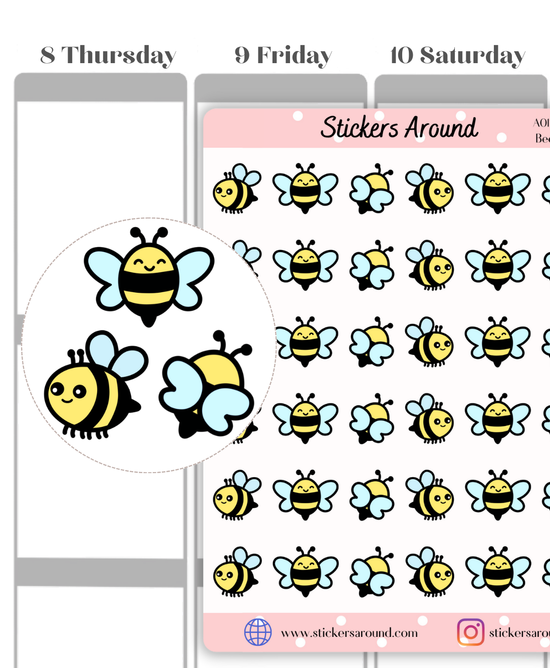 Cute Bee Planner Sticker