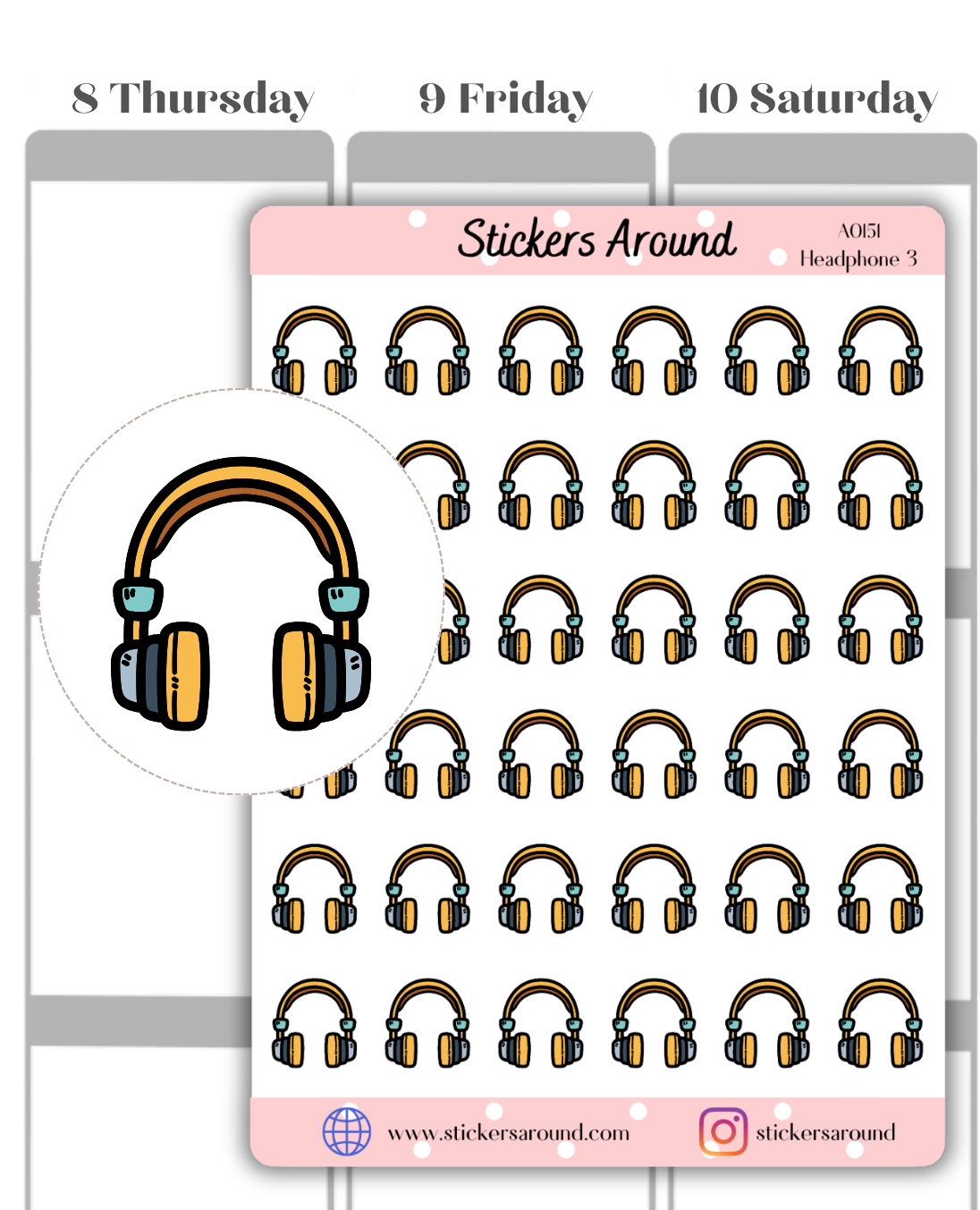 headphone planner sticker