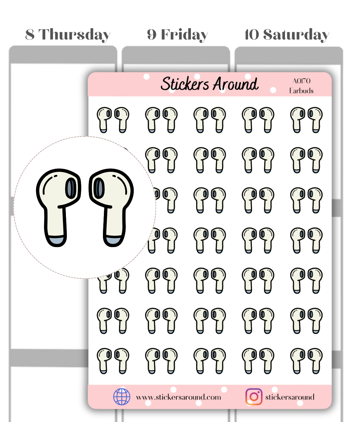earbuds planner sticker