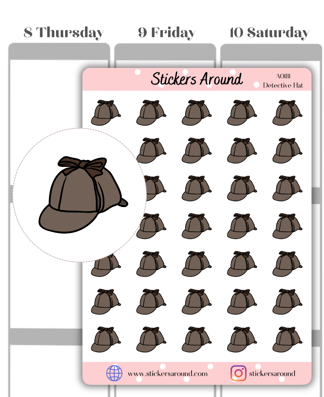 Detective Hat Icon Planner Sticker