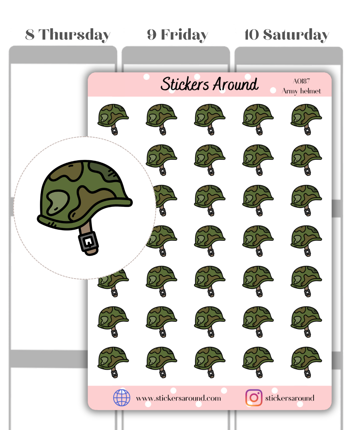 Army Helmet Icon Planner Sticker