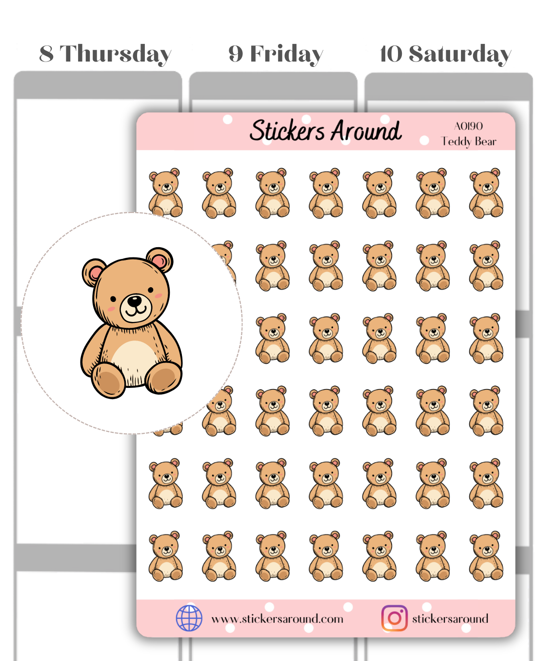 Teddy Bear Planner Stickers