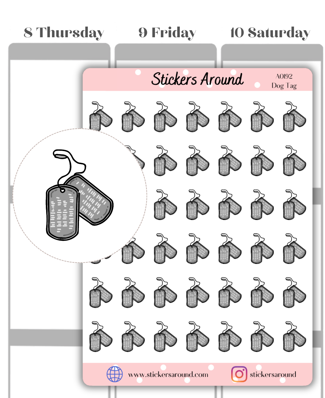 Dog Tag Planner Stickers