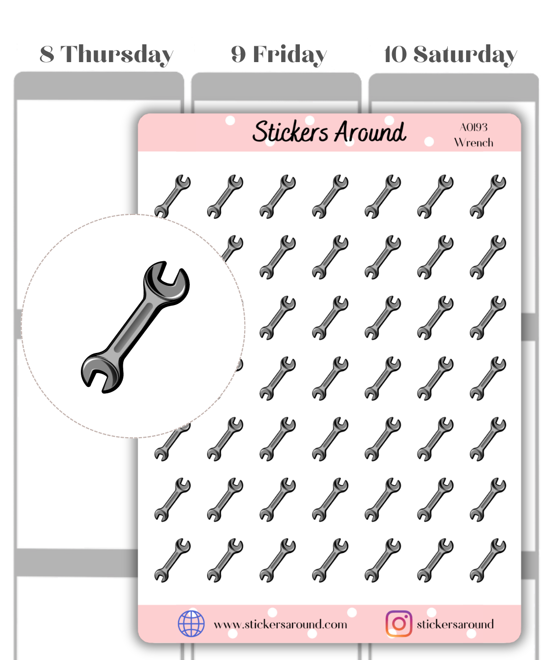 Wrench Tool Planner Stickers