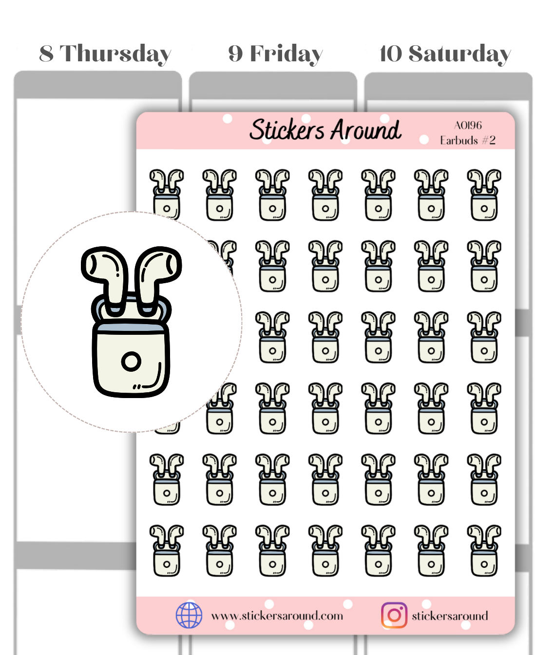 Earbuds Icon Planner Sticker