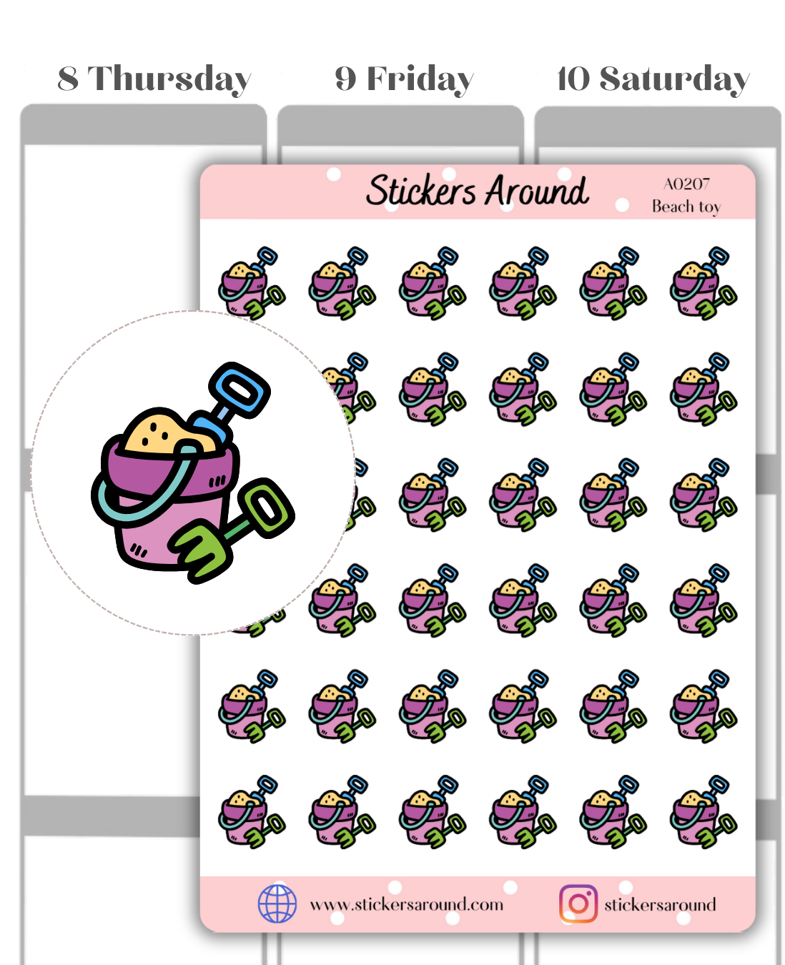 Beach Toys Icon Planner Sticker