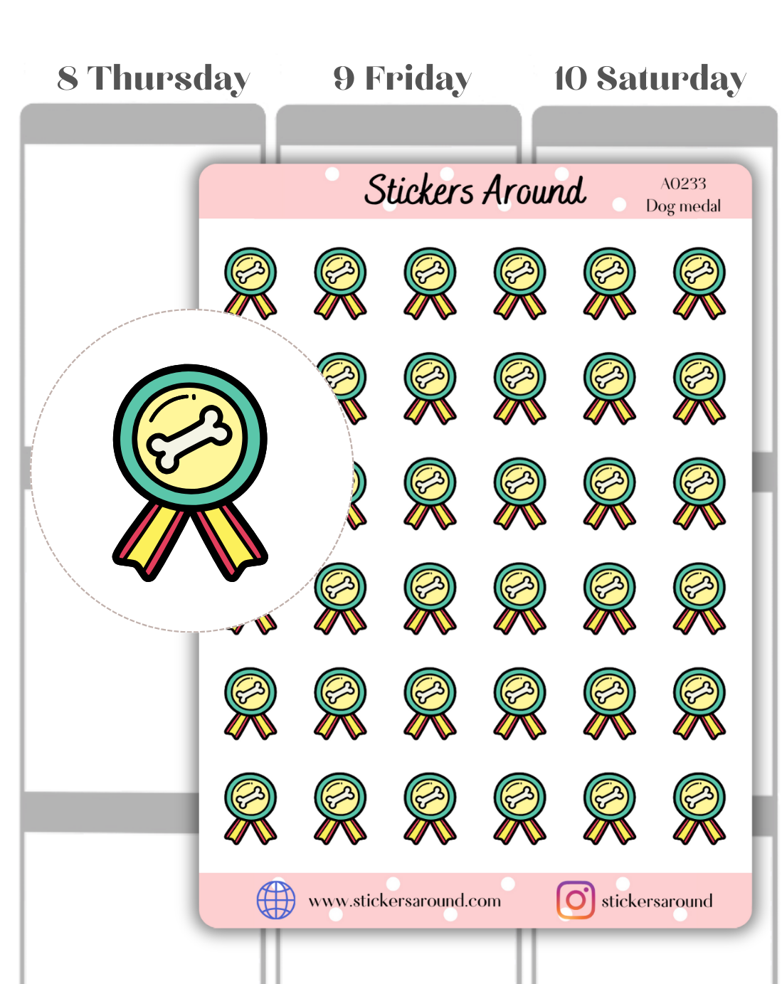 Dog Medal Icon Planner Stickers