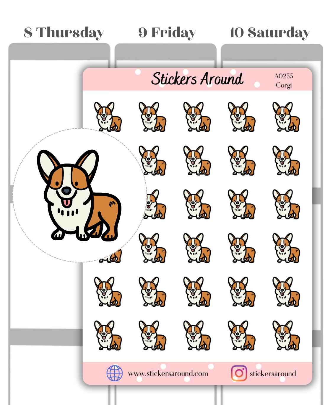 Corgi Icon Planner Stickers