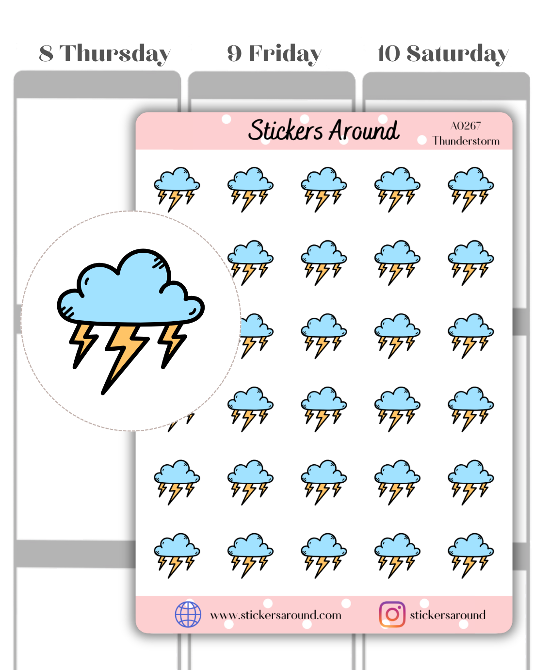 Thunderstorm Icon Planner Stickers
