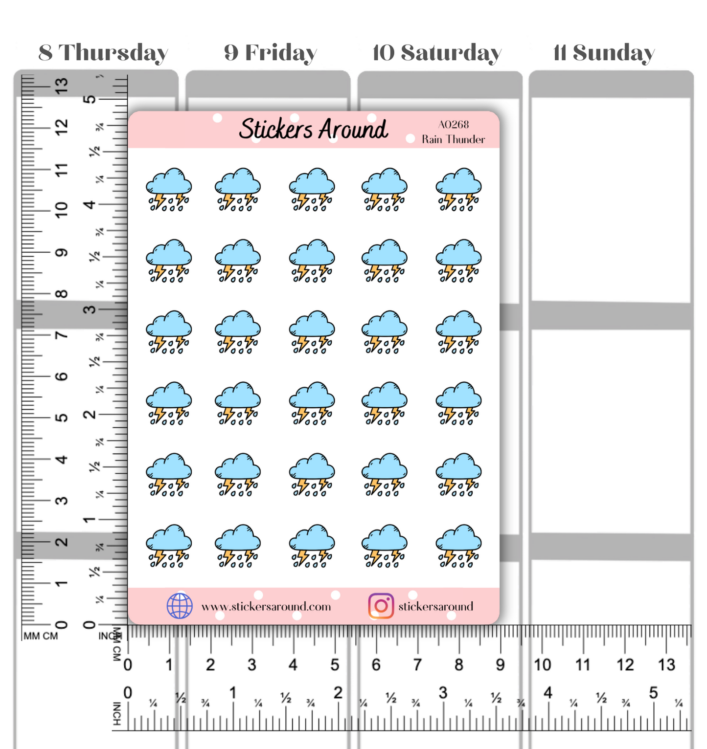 Rain Thunder Icon Planner Stickers